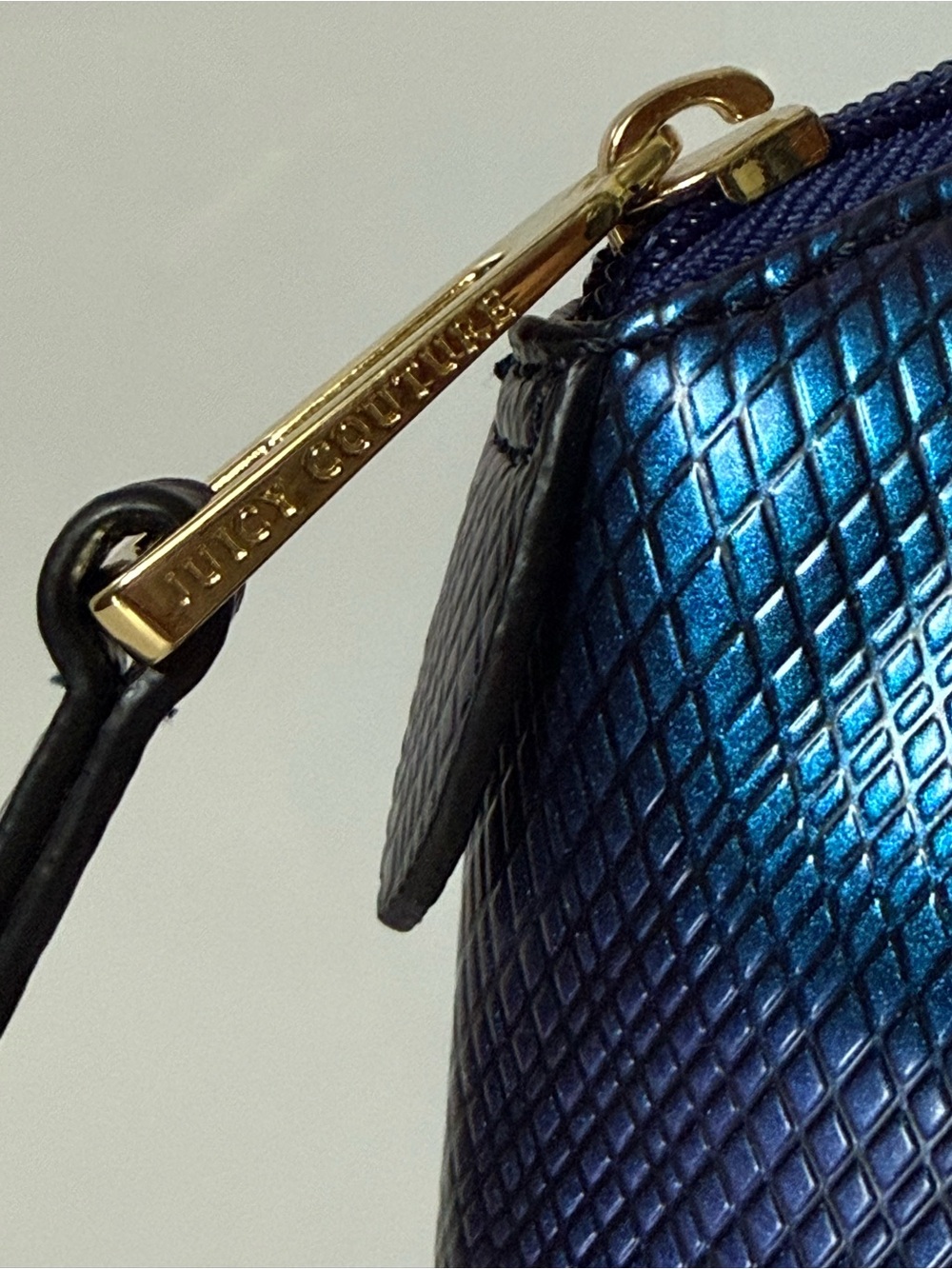 Juicy Couture Blue/Purple Metallic Juicy Hot Pink Interior Satchel Purse NWT - Picture 11 of 14